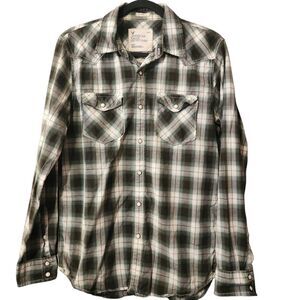 American Eagle Outfitters Shirt Mens Medium Pearl Snap Vintage Fit  Plaid